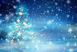 Fairy Tale Abstract Blue Light Christmas Tree With Snow Backdrop IBD-246846
