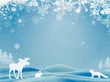 Christmas Paper Cut Deer Rabbit And Wolf With Snowflake Backdrop IBD-246847