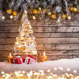 Christmas Tree Wood Decor With Light String Backdrop IBD-246851