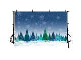 Green Christmas Grand Fir Forest Covered By Snow Backdrop IBD-246854 gallary
