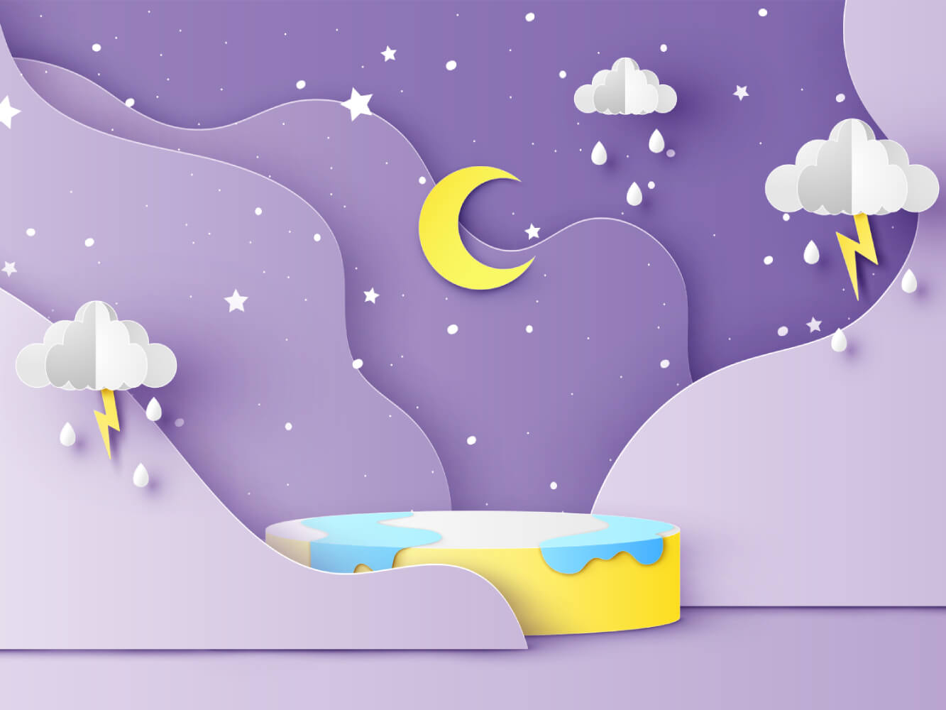 Baby Fairy Tale Bedroom Moon Star Cloud Backdrop IBD-246855