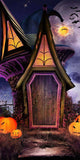 Halloween Witch Hat House Pumpkin Lantern Backdrop IBD-246859