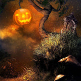 Spooky Wilderness Pumpkin Lantern Halloween Backdrop IBD-246861
