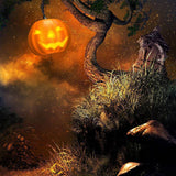 Spooky Wilderness Pumpkin Lantern Halloween Backdrop IBD-246861