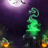 Spooky Halloween Skull Pumpkin Moon Night Backdrop IBD-246867 size:1x1