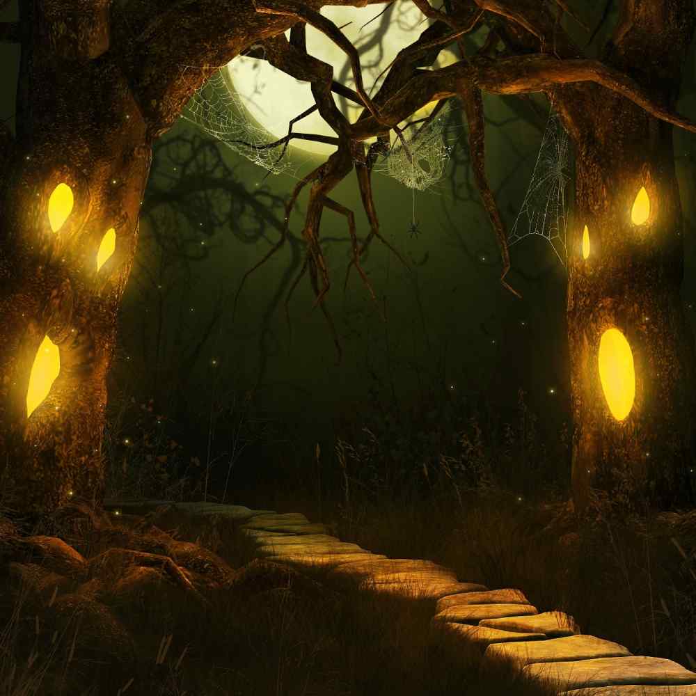 Spooky Halloween Forest Moon Night Backdrop IBD-246868 size:1x1