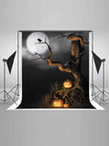 Spooky Halloween Pumpkin Crow Moon Night Backdrop IBD-246869