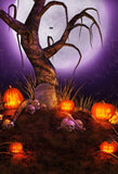 Spooky Halloween Skull Pumpkin Spider On The Tree Backdrop IBD-246871 size:1.5x2.2