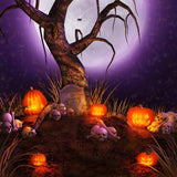 Spooky Halloween Skull Pumpkin Spider On The Tree Backdrop IBD-246871 size:1x1