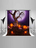 Spooky Halloween Skull Pumpkin Spider On The Tree Backdrop IBD-246871