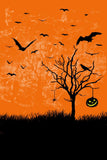 Classical Orange Halloween Dead Tree And Crow Backdrop IBD-246872 size:1x1.5