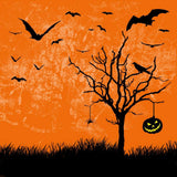 Classical Orange Halloween Dead Tree And Crow Backdrop IBD-246872