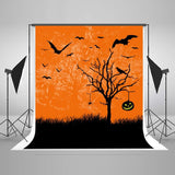 Classical Orange Halloween Dead Tree And Crow Backdrop IBD-246872