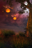 Halloween Wilderness Grave Bat Pumpkin Lantern Backdrop IBD-246873 size:1.5x2.2