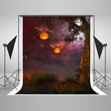 Halloween Wilderness Grave Bat Pumpkin Lantern Backdrop IBD-246873