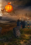 Spooky Halloween Grave And Castle Pumpkin Car Backdrop IBD-246874 size:1.5x2.2