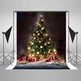 Christmas Tree Decor With Balls And Present Box Backdrop IBD-246876