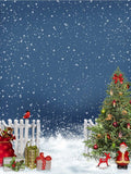 Christmas Tree And Present Box Snowing Backdrop IBD-246879 size:1.5x2