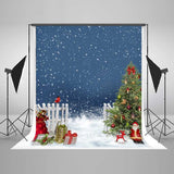 Christmas Tree And Present Box Snowing Backdrop IBD-246879