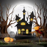 Halloween Grave Haunted House Surround Dead Tree Backdrop IBD-246881 size:1x1