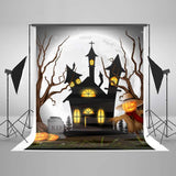 Halloween Grave Haunted House Surround Dead Tree Backdrop IBD-246881