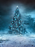 Blue Christmas Tree Wilderness Forest Glow Backdrop IBD-246882 size:1.5x2