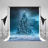 Blue Christmas Tree Wilderness Forest Glow Backdrop IBD-246882