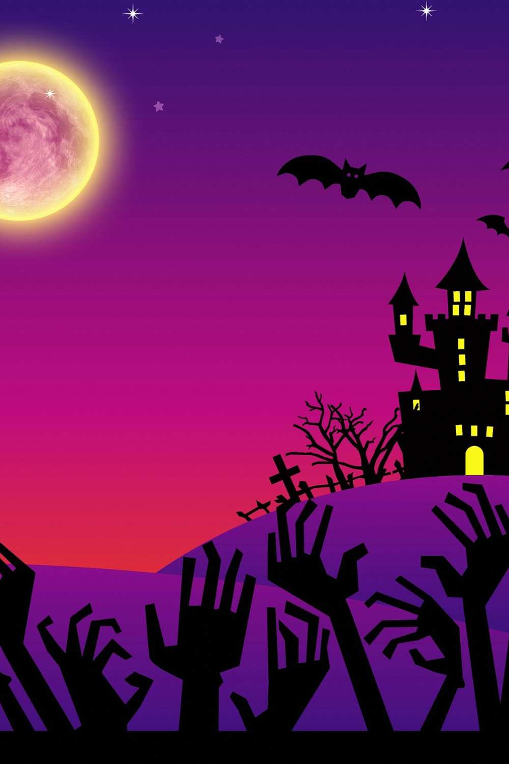 Not Spooky Halloween Castle Shadow Full Moon Backdrop IBD-246886 size:1x1.5