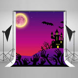Not Spooky Halloween Castle Shadow Full Moon Backdrop IBD-246886
