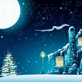 Warm Christmas Outdoor Trees And Moon Backdrop IBD-246894 size:1x1