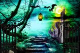 Spooky Halloween Stone Road Wilderness Night Backdrop IBD-246898 size:1.5x1