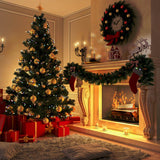 Vintage Christmas Tree And Firepalce Backdrop IBD-246901 size:1x1