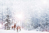 Snow Grand Fir Forest And Deers Backdrop IBD-246903 size:2.2x1.5
