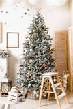 Christmas Tree Decored Balls And Stars Against Brick Wall IBD-246904 size:1.5x1