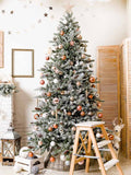 Christmas Tree Decored Balls And Stars Against Brick Wall IBD-246904