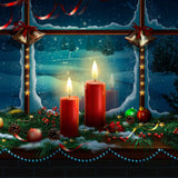 Christmas Glass Window Decored Candle Backdrop IBD-246909 size:1x1