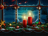 Christmas Glass Window Decored Candle Backdrop IBD-246909 szie:2x1.5