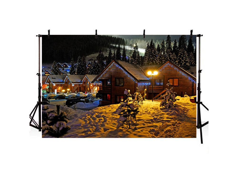 Christmas Eve Cottage In Woods Landscape Backdrop IBD-246912