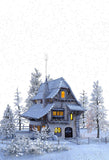Christmas Gingerbread House Cover White Snow Backdrop IBD-246915