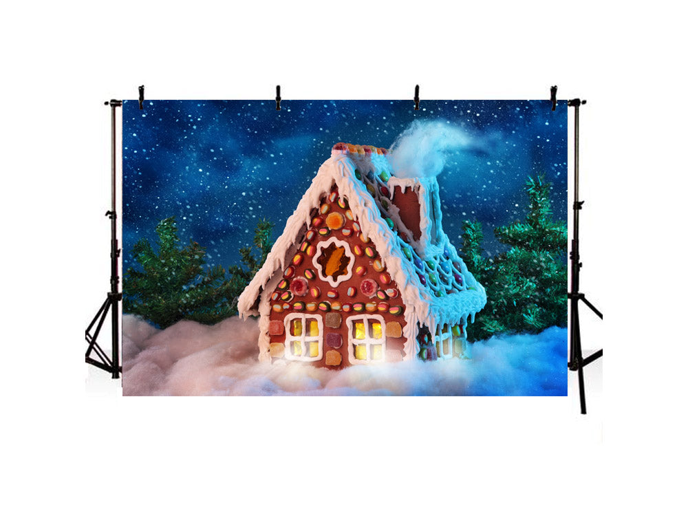 Christmas Gingerbread House With Grand Fir Forest Backdrop IBD-246916