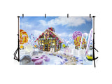 Christmas Gingerbread House And Candy Backdrop IBD-246917