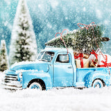Blue Truck With Christmas Tree Covered Snow Backdrop IBD-246918 size:1x1