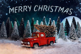 Christmas Red Truck And Grand Fir Forest Backdrop IBD-246924 size:1.5x1