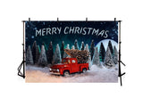 Christmas Red Truck And Grand Fir Forest Backdrop IBD-246924