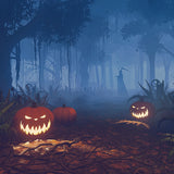 Spooky Halloween Pumpkin And Death Forest Night Backdrop IBD-246925 size:1x1