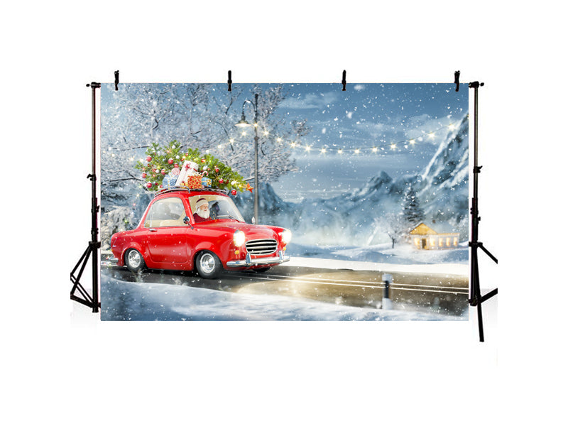 Christmas Red Truck Grand Fir Santa Forest Backdrop IBD-246926