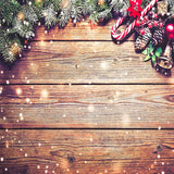 Wood Wall Decored With Green Leaves Red Balls Backdrop IBD-246927 size:1x1