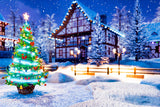 Christmas Outdoor Decor Tree Covered With Snow Backdrop IBD-246928 size:1.5x1