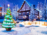 Christmas Outdoor Decor Tree Covered With Snow Backdrop IBD-246928 size:2x1.5