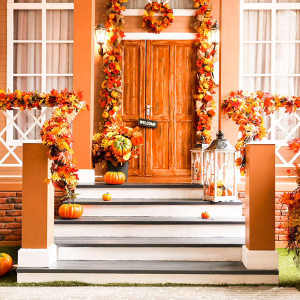 Yellow Thanksgiving Decored Door Photography Backdrops IBD-246933 size:1x1